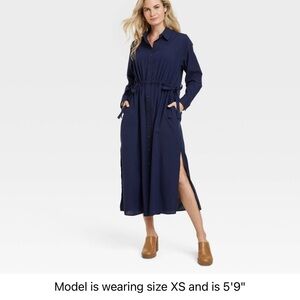 Universal Thread long-sleeve cinch-waist maxi shirtdress